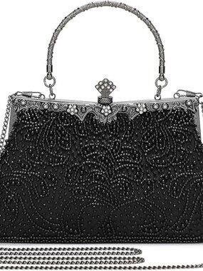 Vintage Beaded Clutch Women Evening Bag Bridal Wedding Prom Party Purse